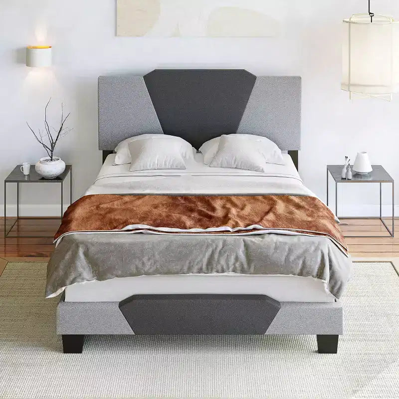 Letto Imbottito Matrimoniale Queen in Lino Contemporaneo Carbone/Grigio - Doghe Resistenti in Legno di Betulla, Necessario Sommier