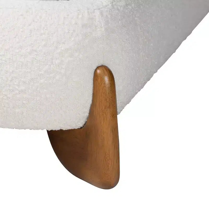 Baxton Studio Letto con Piattaforma Queen Size Vinicio Boucle Crema/Noce Marrone