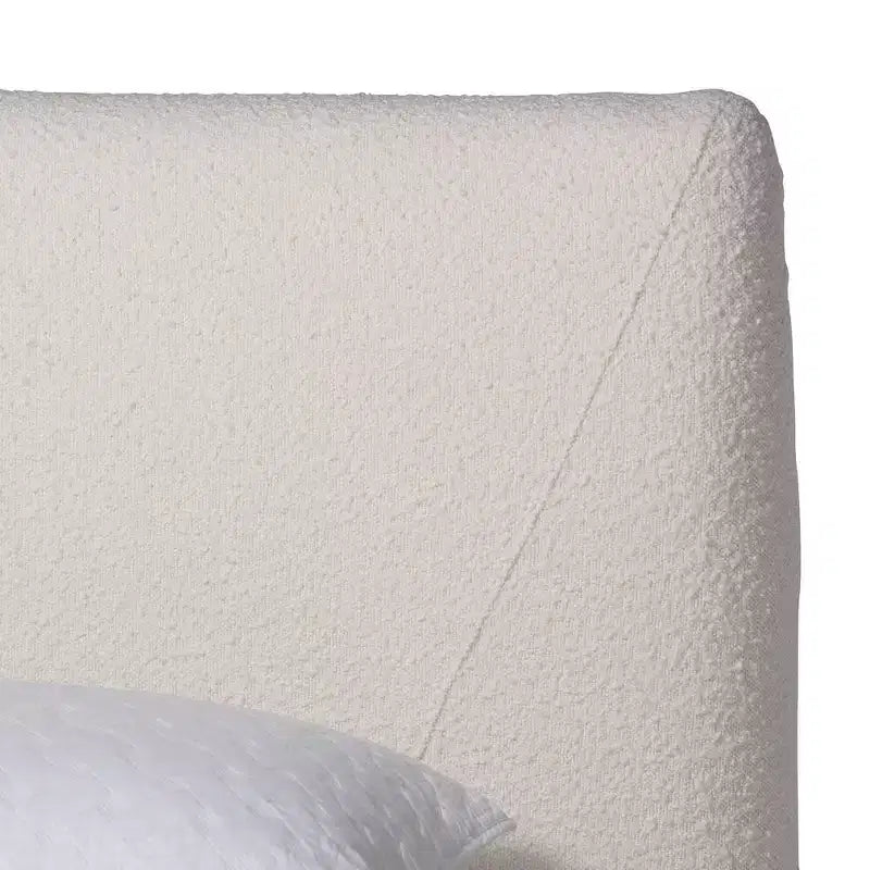 Baxton Studio Letto con Piattaforma Queen Size Vinicio Boucle Crema/Noce Marrone