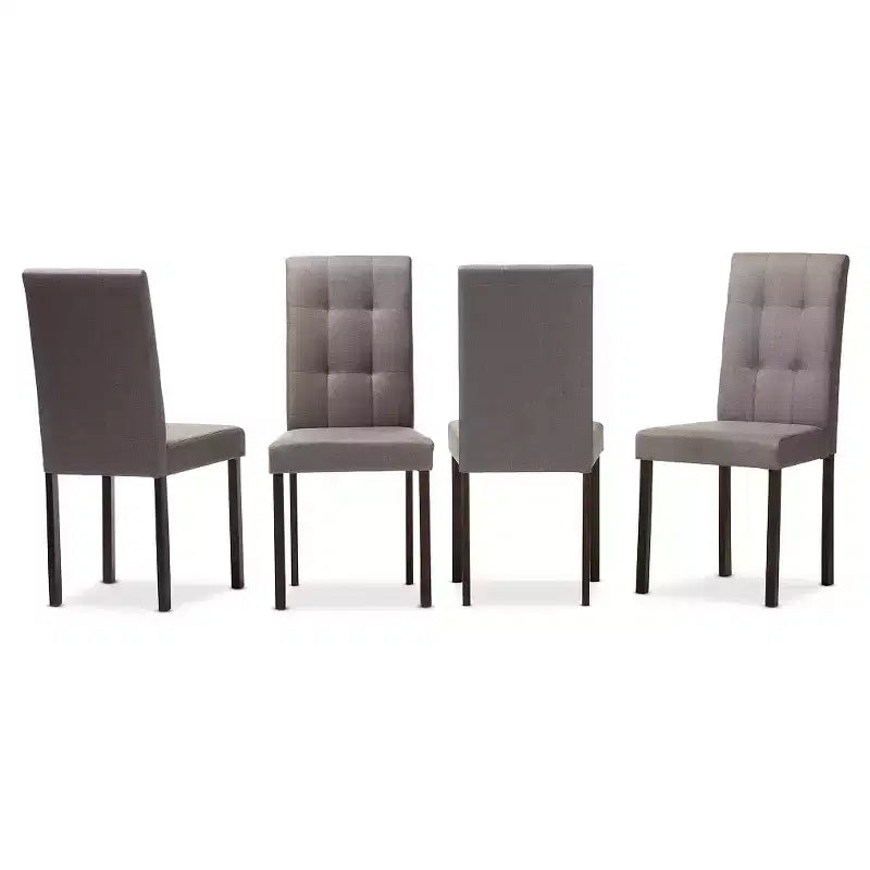 Set di 4 sedie da pranzo Andrew moderne e contemporanee con rivestimento in tessuto e trapuntatura a griglia