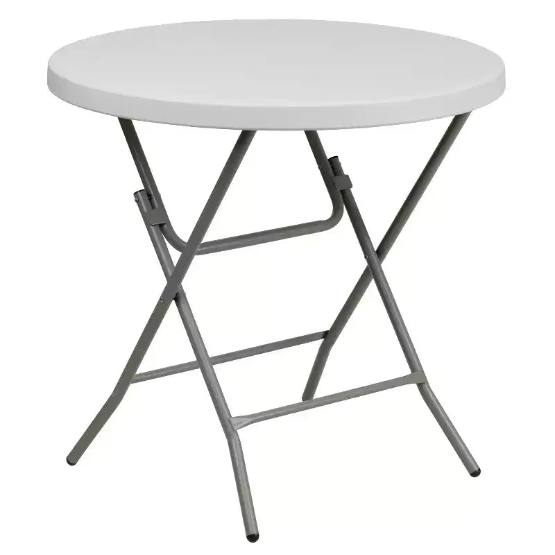 Flash Furniture 2.63-Foot Round Granite White Plastic Folding Table