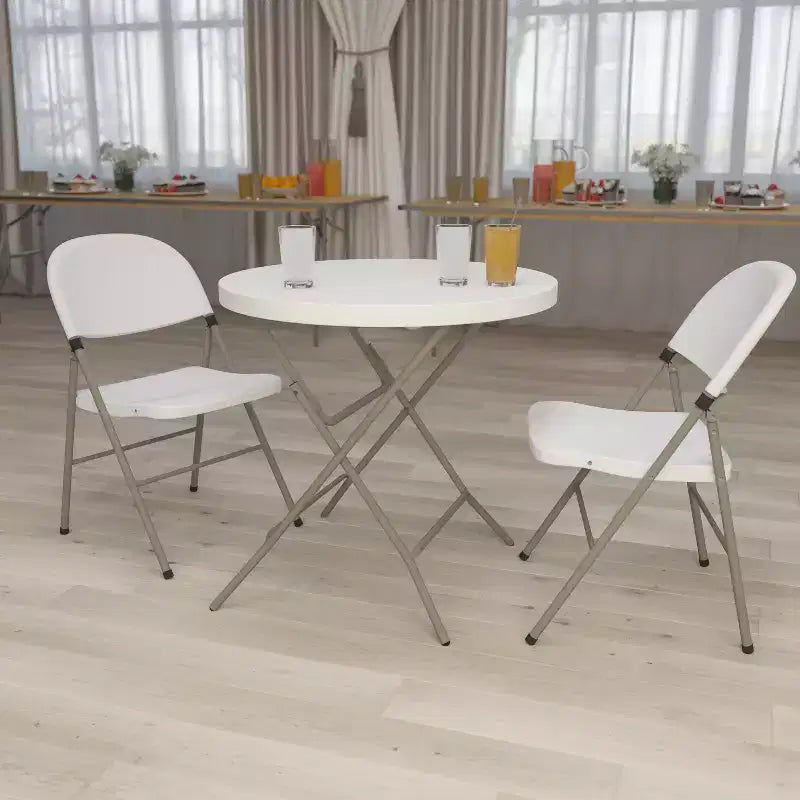 Tavolo pieghevole rotondo in plastica bianca effetto granito Flash Furniture da 2,63 piedi