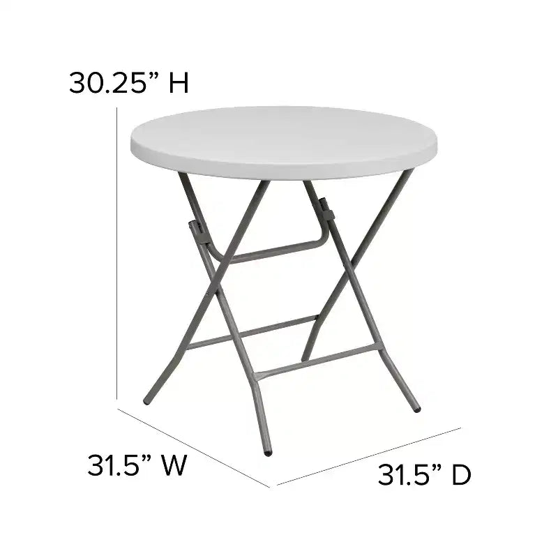 Tavolo pieghevole rotondo in plastica bianca effetto granito Flash Furniture da 2,63 piedi