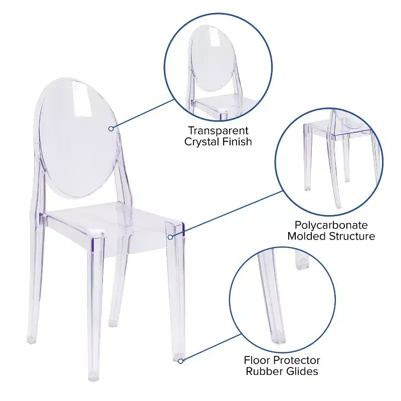 Sedia Flash Furniture Ghost in Cristallo Trasparente