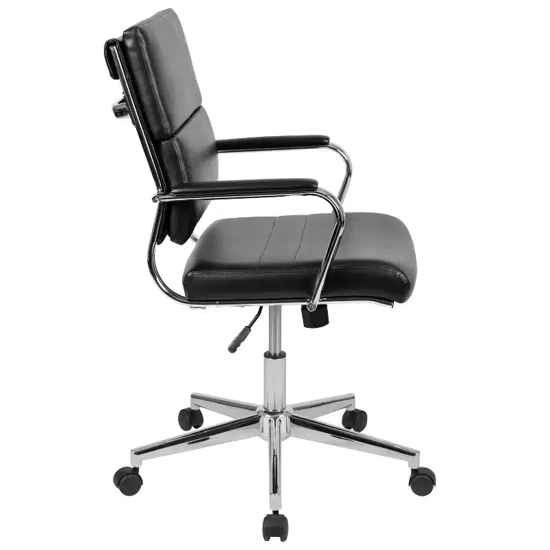 Sedia da ufficio direzionale girevole Flash Furniture con pannello contemporaneo in similpelle e schienale medio
