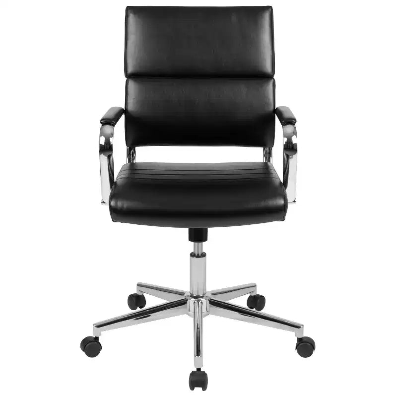 Sedia da ufficio direzionale girevole Flash Furniture con pannello contemporaneo in similpelle e schienale medio