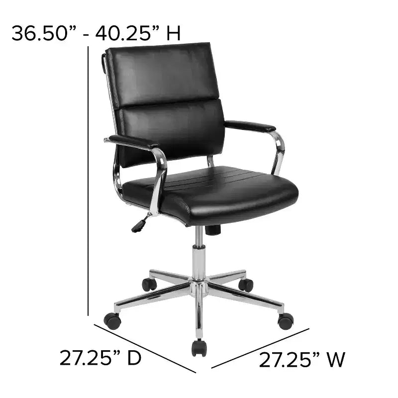 Sedia da ufficio direzionale girevole Flash Furniture con pannello contemporaneo in similpelle e schienale medio