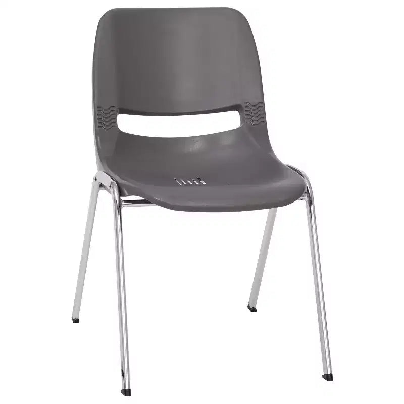 Flash Furniture HERCULES Series 880 lb. Capacity Ergonomic Shell Stack Chair with Chrome Frame and 18'' Seat Height