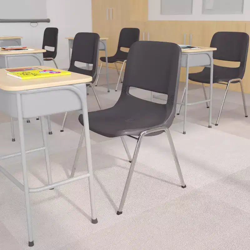 Sedia impilabile ergonomica Flash Furniture HERCULES Series con scocca, capacità 399 kg, telaio cromato e altezza seduta 45,7 cm