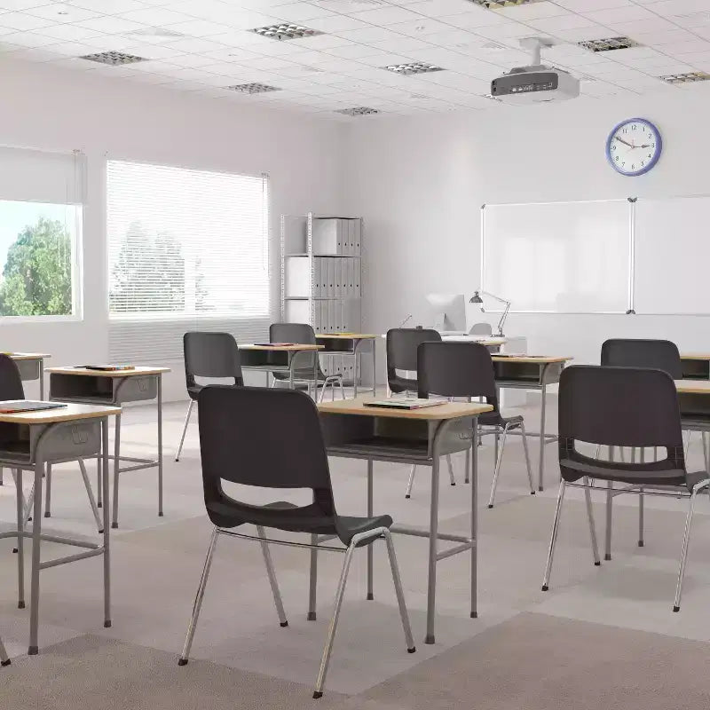 Sedia impilabile ergonomica Flash Furniture HERCULES Series con scocca, capacità 399 kg, telaio cromato e altezza seduta 45,7 cm