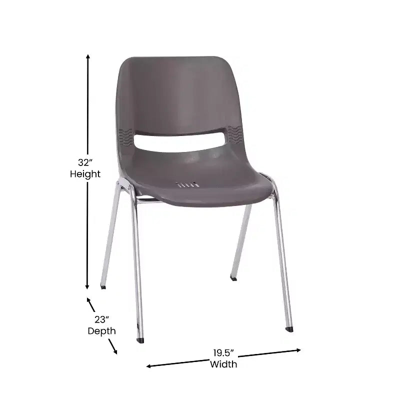 Sedia impilabile ergonomica Flash Furniture HERCULES Series con scocca, capacità 399 kg, telaio cromato e altezza seduta 45,7 cm