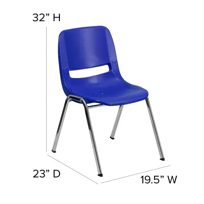 Sedia impilabile ergonomica Flash Furniture HERCULES Series con scocca, capacità 399 kg, telaio cromato e altezza seduta 45,7 cm
