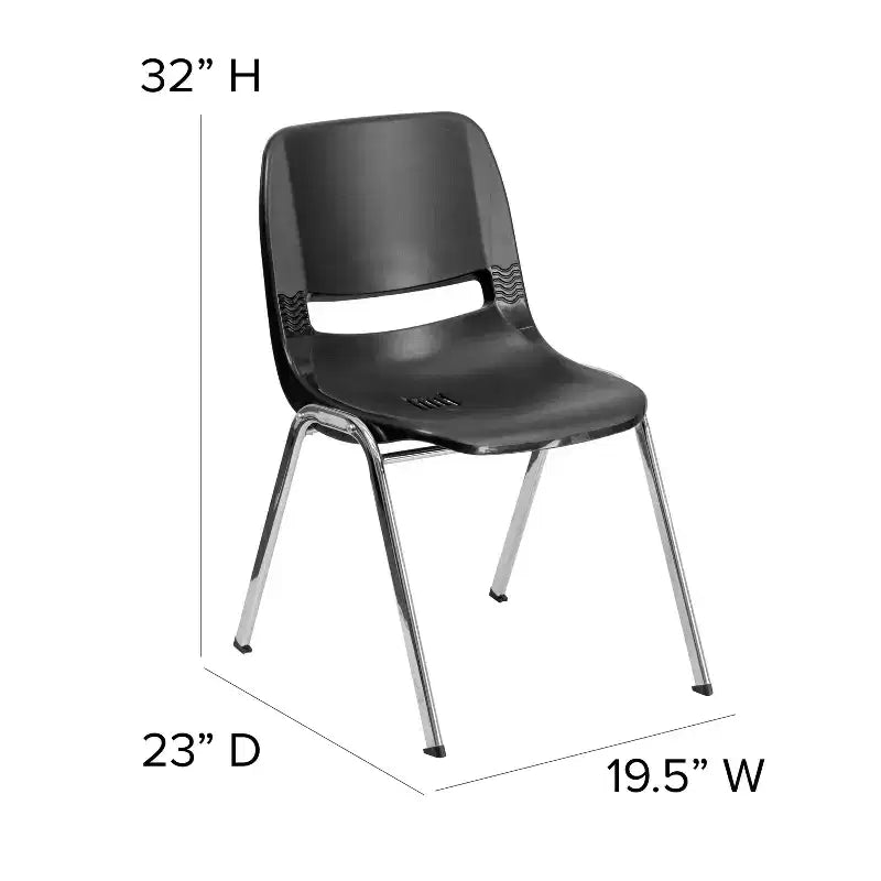 Sedia impilabile ergonomica Flash Furniture HERCULES Series con scocca, capacità 399 kg, telaio cromato e altezza seduta 45,7 cm