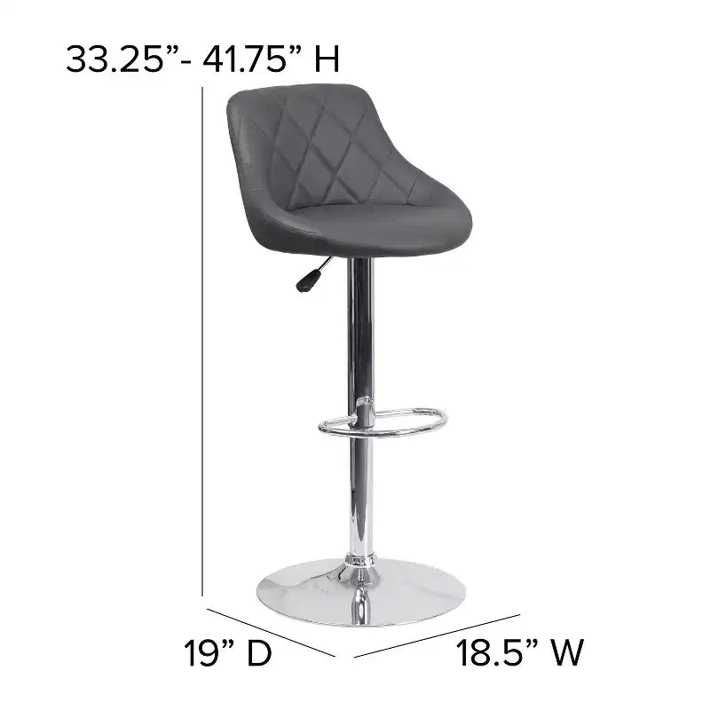 Flash Furniture Sgabello da bar contemporaneo con seduta a secchiello in vinile regolabile in altezza con schienale a motivo a diamante e base cromata