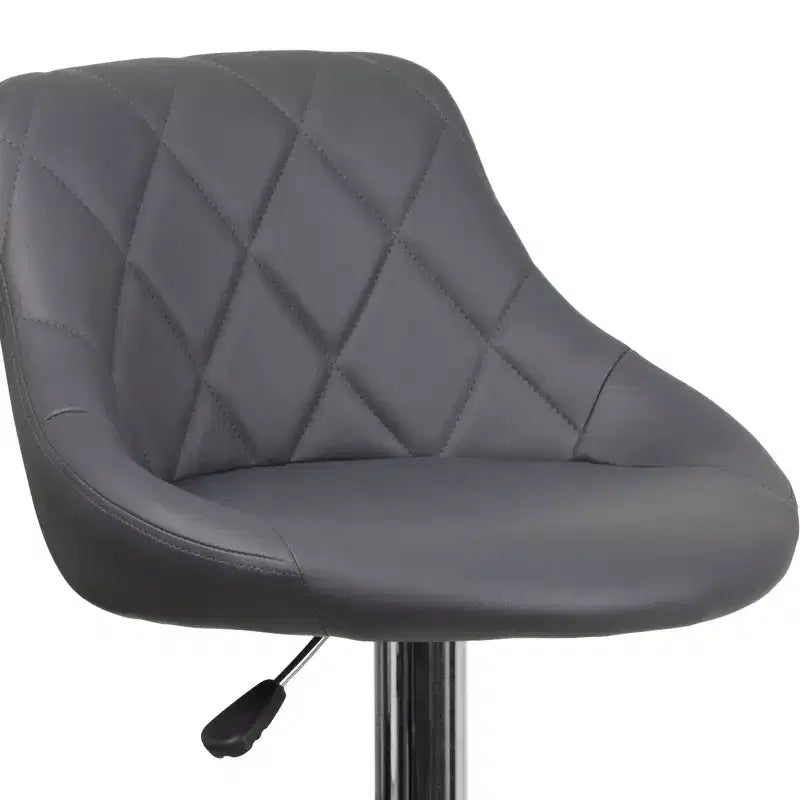 Flash Furniture Sgabello da bar contemporaneo con seduta a secchiello in vinile regolabile in altezza con schienale a motivo a diamante e base cromata