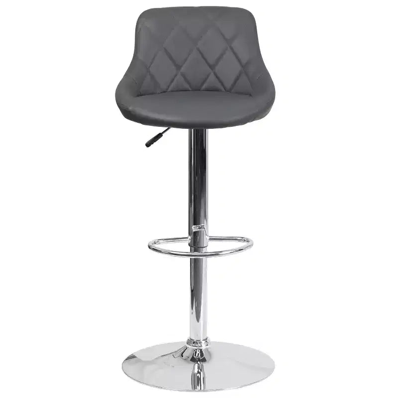 Flash Furniture Sgabello da bar contemporaneo con seduta a secchiello in vinile regolabile in altezza con schienale a motivo a diamante e base cromata