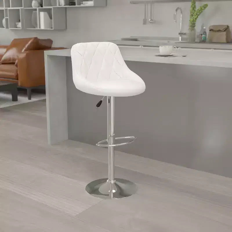Flash Furniture Sgabello da bar contemporaneo con seduta a secchiello in vinile regolabile in altezza con schienale a motivo a diamante e base cromata