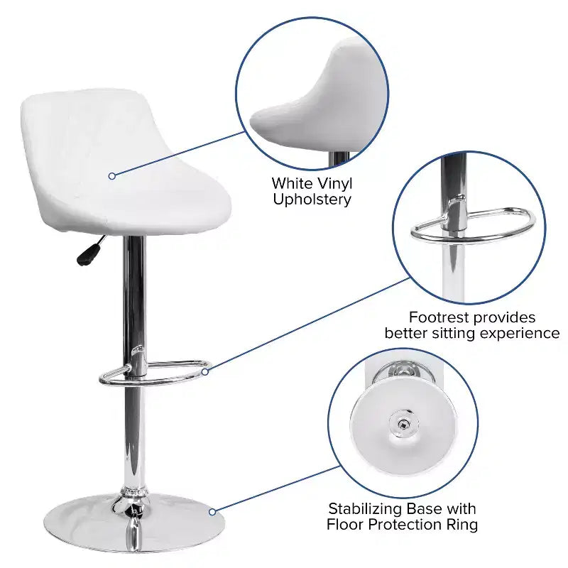 Flash Furniture Sgabello da bar contemporaneo con seduta a secchiello in vinile regolabile in altezza con schienale a motivo a diamante e base cromata