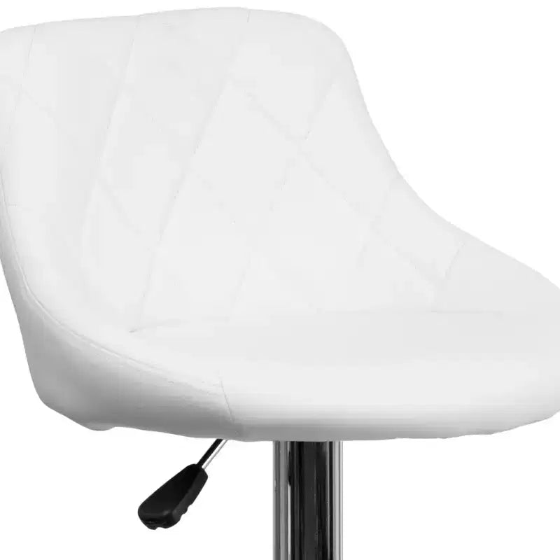 Flash Furniture Sgabello da bar contemporaneo con seduta a secchiello in vinile regolabile in altezza con schienale a motivo a diamante e base cromata