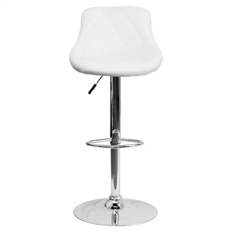 Flash Furniture Sgabello da bar contemporaneo con seduta a secchiello in vinile regolabile in altezza con schienale a motivo a diamante e base cromata