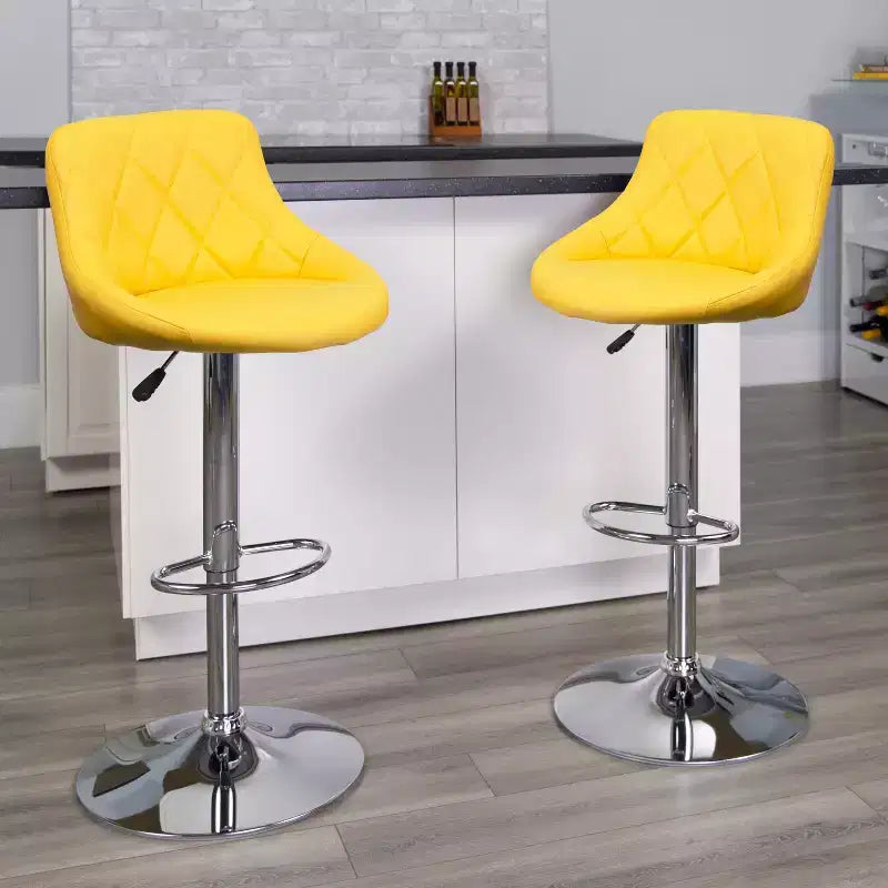 Flash Furniture Sgabello da bar contemporaneo con seduta a secchiello in vinile regolabile in altezza con schienale a motivo a diamante e base cromata