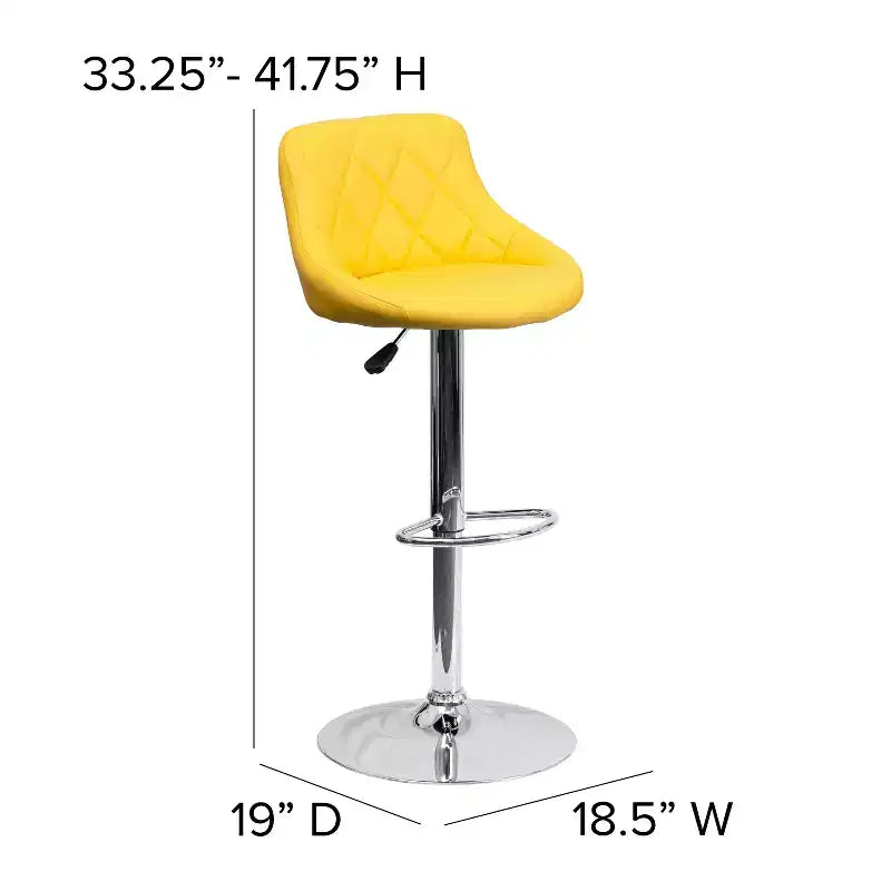 Flash Furniture Sgabello da bar contemporaneo con seduta a secchiello in vinile regolabile in altezza con schienale a motivo a diamante e base cromata