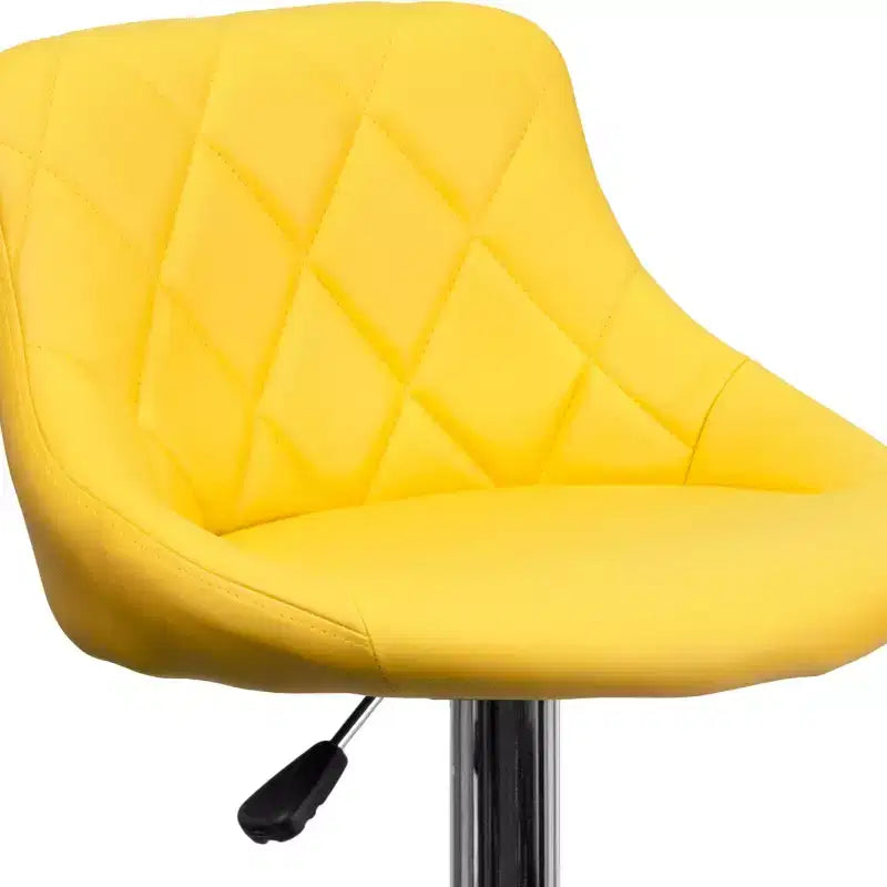 Flash Furniture Sgabello da bar contemporaneo con seduta a secchiello in vinile regolabile in altezza con schienale a motivo a diamante e base cromata