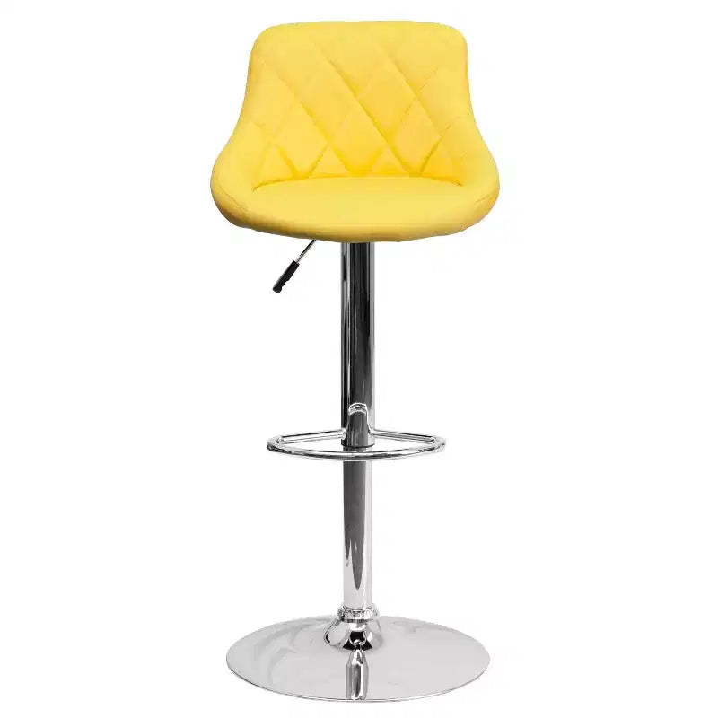 Flash Furniture Sgabello da bar contemporaneo con seduta a secchiello in vinile regolabile in altezza con schienale a motivo a diamante e base cromata