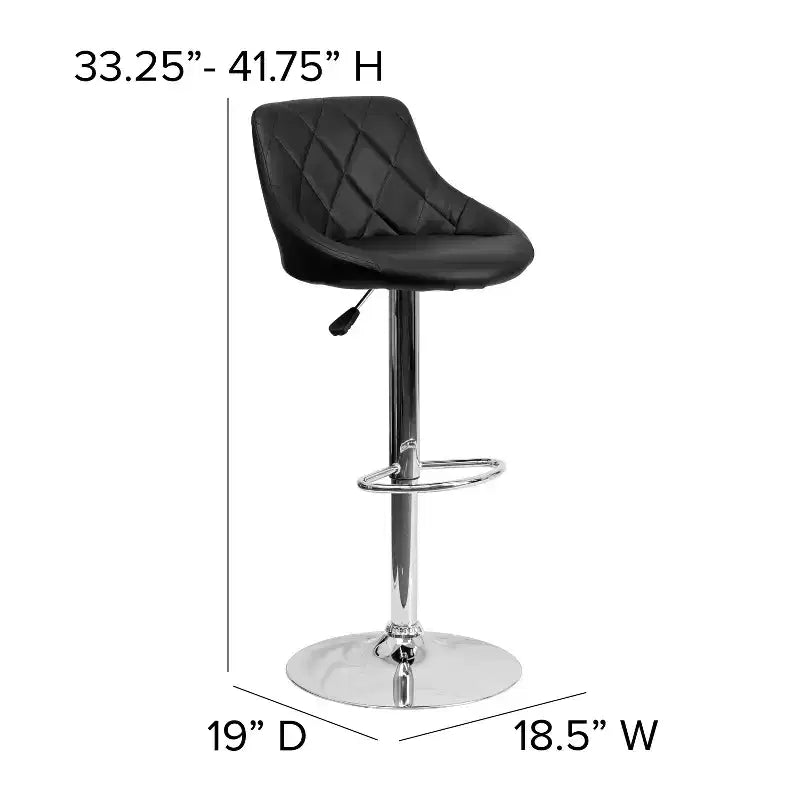 Flash Furniture Sgabello da bar contemporaneo con seduta a secchiello in vinile regolabile in altezza con schienale a motivo a diamante e base cromata