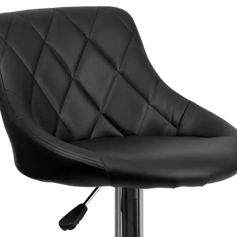 Flash Furniture Sgabello da bar contemporaneo con seduta a secchiello in vinile regolabile in altezza con schienale a motivo a diamante e base cromata