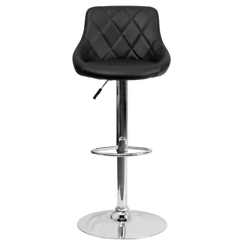 Flash Furniture Sgabello da bar contemporaneo con seduta a secchiello in vinile regolabile in altezza con schienale a motivo a diamante e base cromata