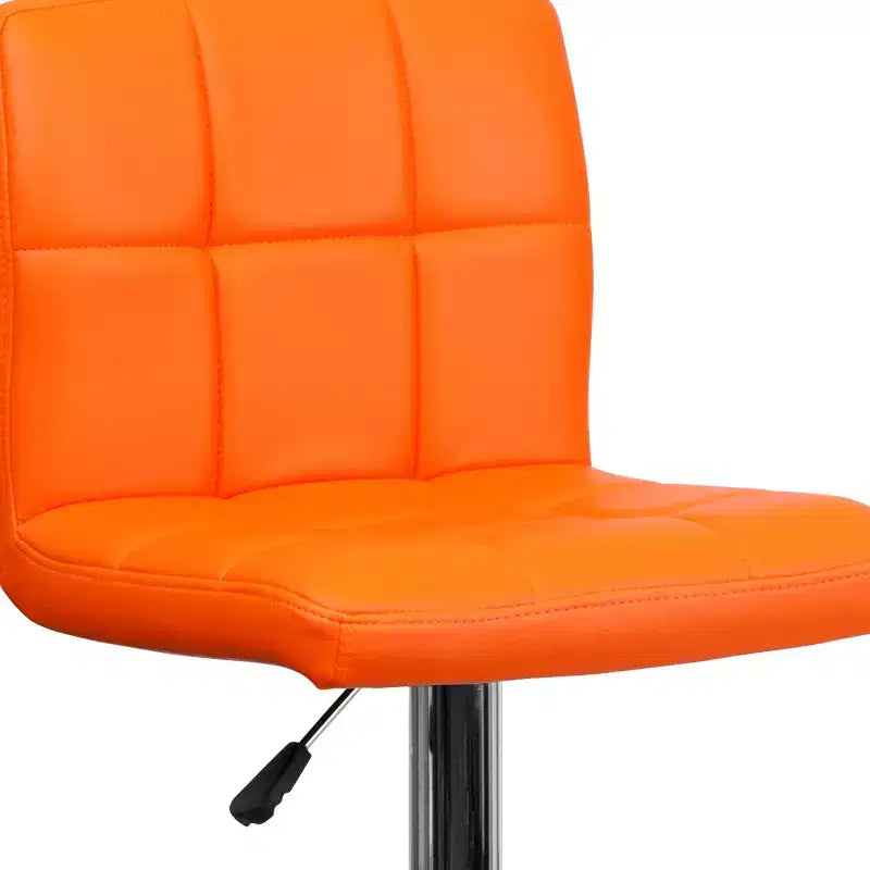 Flash Furniture Sgabello da Bar Moderno in Vinile Trapuntato Regolabile in Altezza con Base Cromata