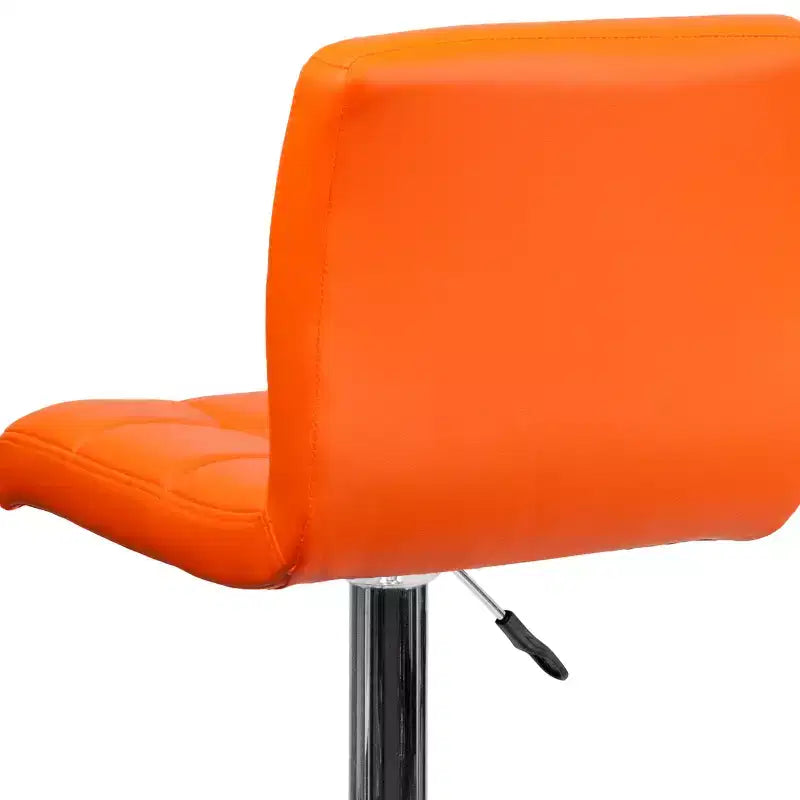 Flash Furniture Sgabello da Bar Moderno in Vinile Trapuntato Regolabile in Altezza con Base Cromata