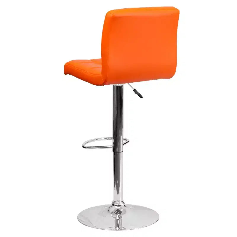 Flash Furniture Sgabello da Bar Moderno in Vinile Trapuntato Regolabile in Altezza con Base Cromata
