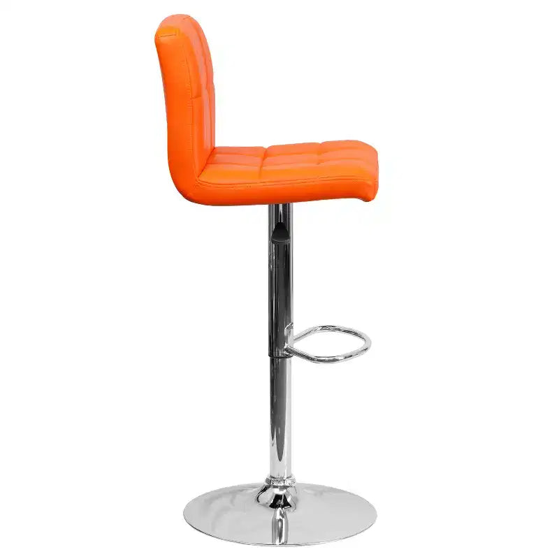 Flash Furniture Sgabello da Bar Moderno in Vinile Trapuntato Regolabile in Altezza con Base Cromata