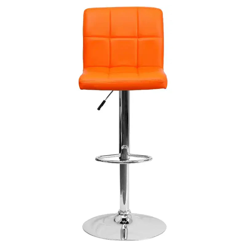 Flash Furniture Sgabello da Bar Moderno in Vinile Trapuntato Regolabile in Altezza con Base Cromata