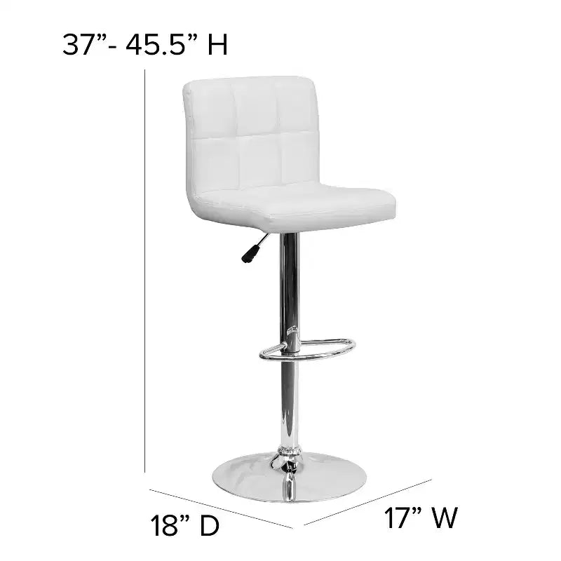 Flash Furniture Sgabello da Bar Moderno in Vinile Trapuntato Regolabile in Altezza con Base Cromata
