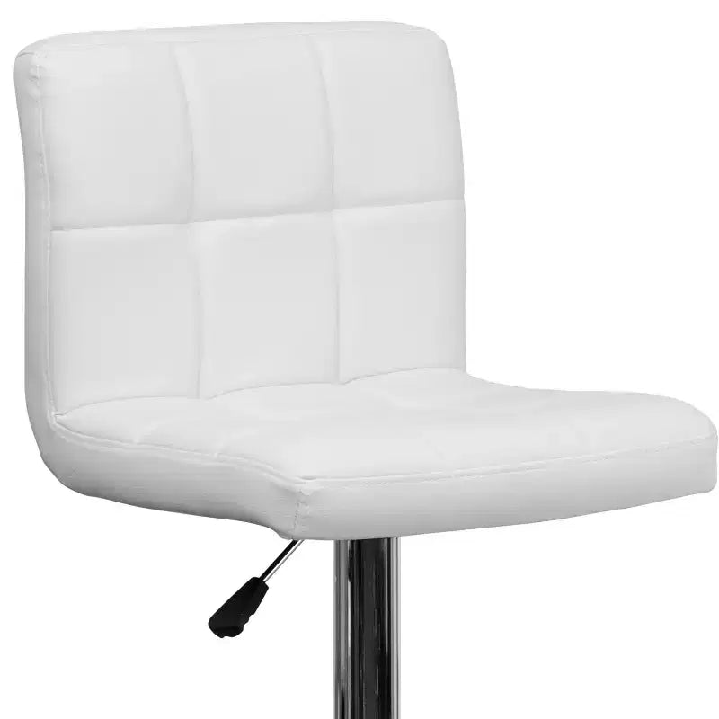 Flash Furniture Sgabello da Bar Moderno in Vinile Trapuntato Regolabile in Altezza con Base Cromata