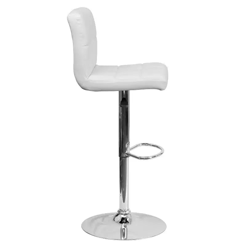 Flash Furniture Sgabello da Bar Moderno in Vinile Trapuntato Regolabile in Altezza con Base Cromata