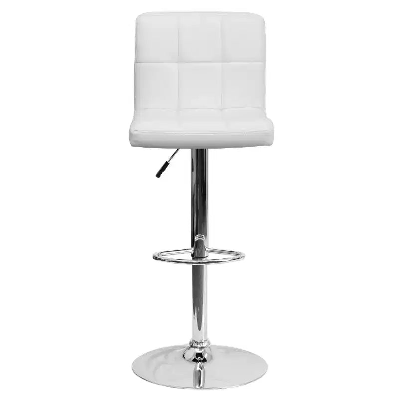Flash Furniture Sgabello da Bar Moderno in Vinile Trapuntato Regolabile in Altezza con Base Cromata