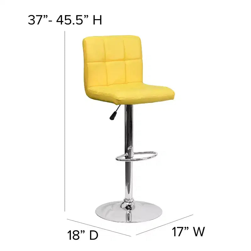 Flash Furniture Sgabello da Bar Moderno in Vinile Trapuntato Regolabile in Altezza con Base Cromata