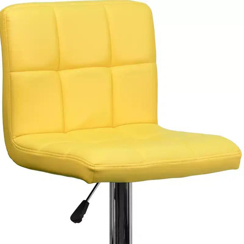 Flash Furniture Sgabello da Bar Moderno in Vinile Trapuntato Regolabile in Altezza con Base Cromata