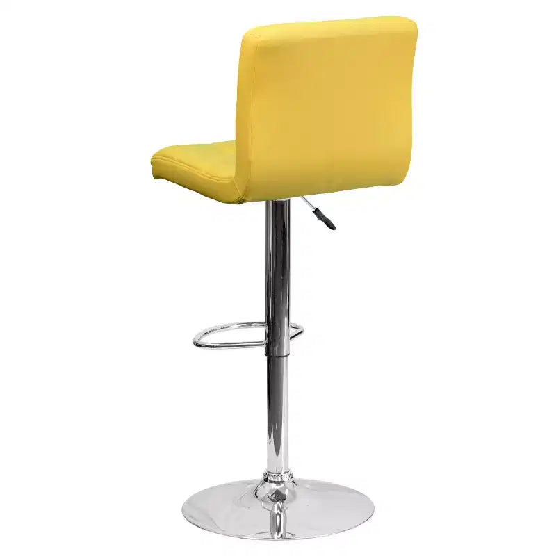 Flash Furniture Sgabello da Bar Moderno in Vinile Trapuntato Regolabile in Altezza con Base Cromata