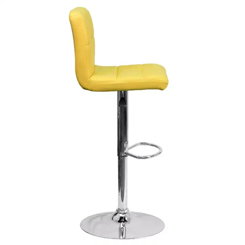 Flash Furniture Sgabello da Bar Moderno in Vinile Trapuntato Regolabile in Altezza con Base Cromata