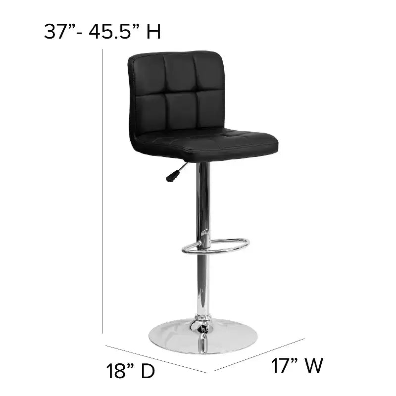 Flash Furniture Sgabello da Bar Moderno in Vinile Trapuntato Regolabile in Altezza con Base Cromata