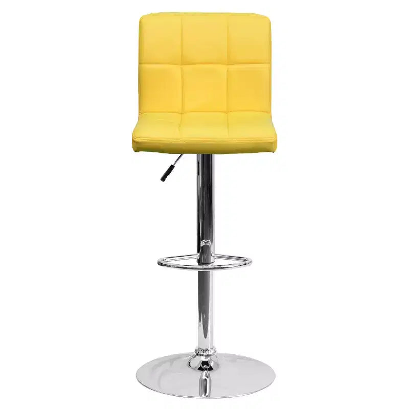 Flash Furniture Sgabello da Bar Moderno in Vinile Trapuntato Regolabile in Altezza con Base Cromata