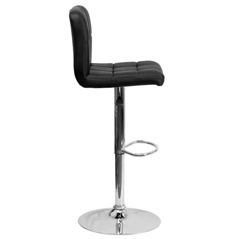 Flash Furniture Sgabello da Bar Moderno in Vinile Trapuntato Regolabile in Altezza con Base Cromata