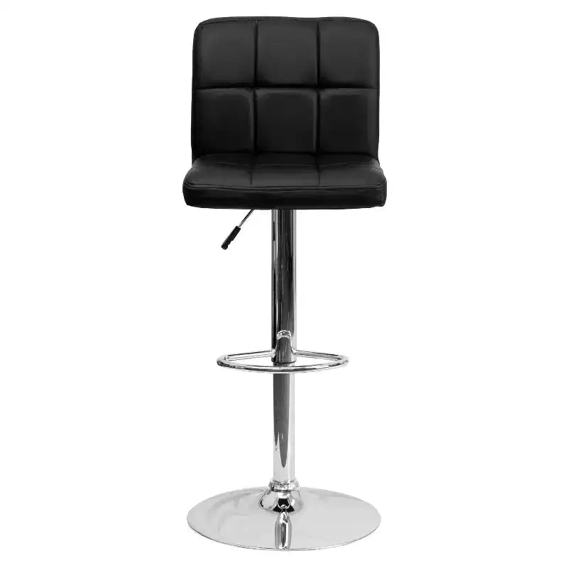 Flash Furniture Sgabello da Bar Moderno in Vinile Trapuntato Regolabile in Altezza con Base Cromata