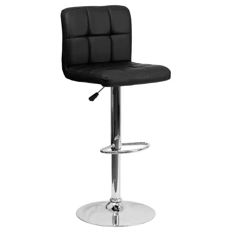 Flash Furniture Sgabello da Bar Moderno in Vinile Trapuntato Regolabile in Altezza con Base Cromata