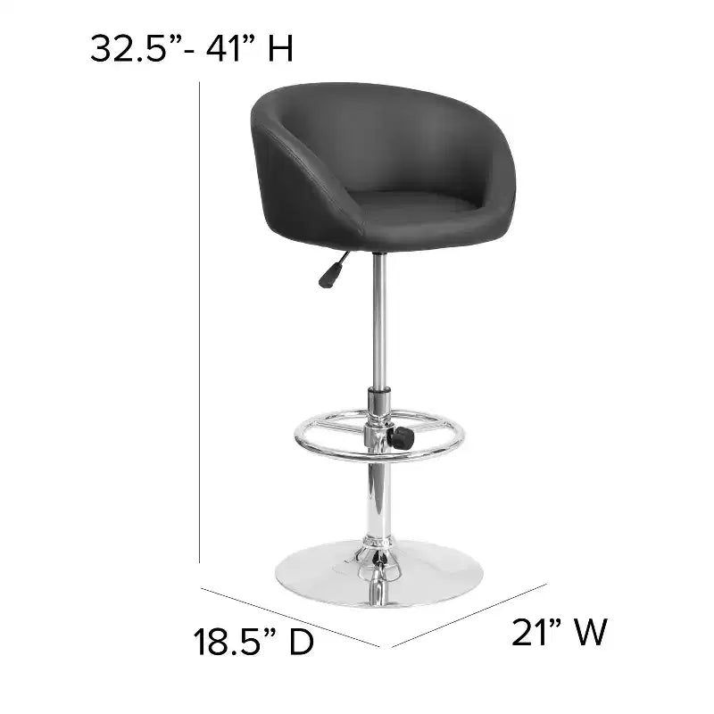 Flash Furniture Sgabello da bar contemporaneo regolabile in altezza con schienale a botte e base cromata